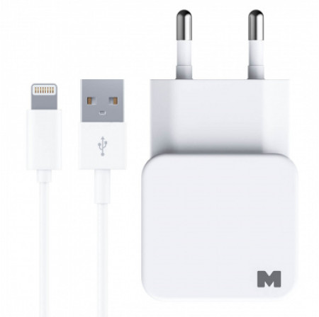 СЗУ 2USB (2.1A+1A) + кабель iPhone 5 белый Maverick