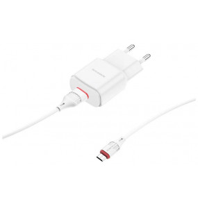СЗУ 1USB 2.1A для micro USB BOROFONE BA48A 1м (белый)
