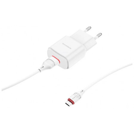 СЗУ 1USB 2.1A для micro USB BOROFONE BA48A 1м (белый)