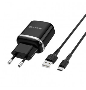 СЗУ 1USB 3A QC3.0 быстрая зарядка для micro USB BOROFONE BA36A 1м (Black)