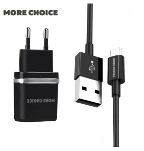 СЗУ 2USB 2.4A для micro USB More choice NC22m (Black)